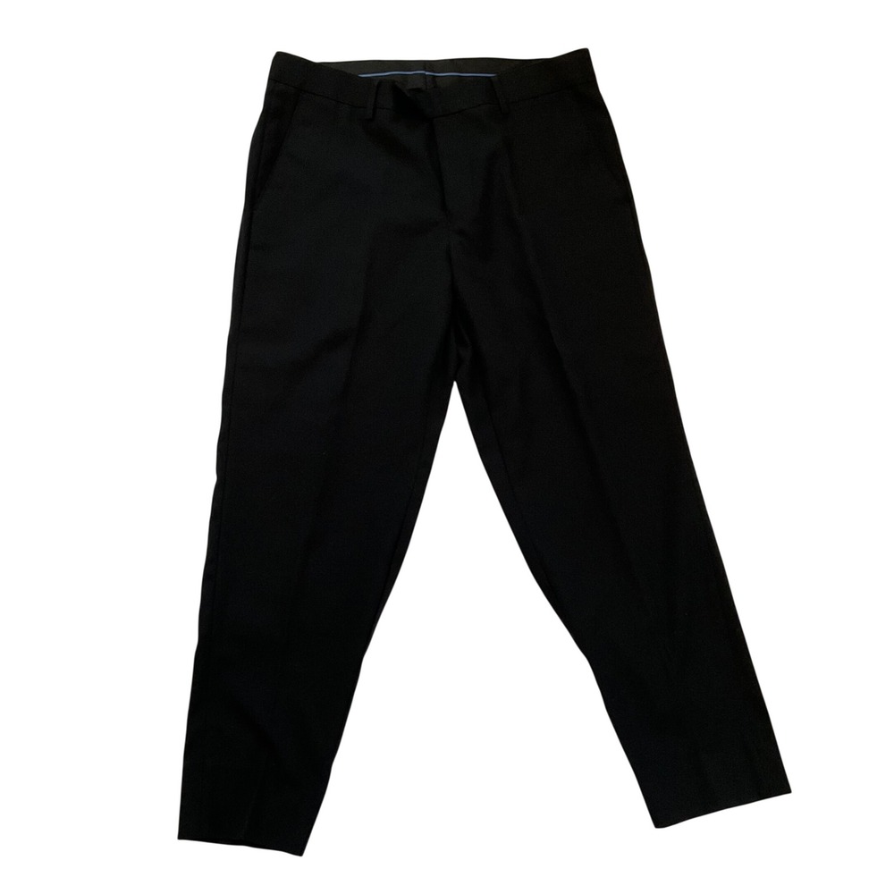 Mens Black Flat Front Dress Pants Trousers‎ 34R Business Casual Formal Career